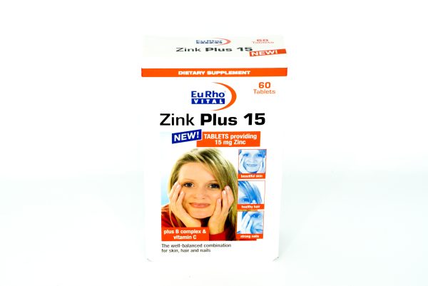 قرص زینک پلاس 15 میلی گرم یوروویتال 60 عددی ZINC PLUS 15MG pill EURHOVITAL